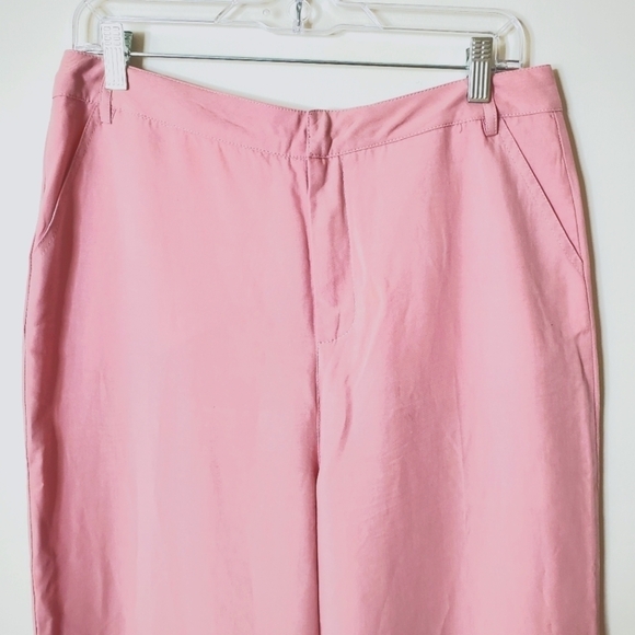 En Saison Valeria Linen Blend Pink Wide Leg Trouser Pants - Picture 6 of 13